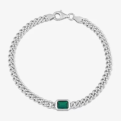 Womens Sterling Silver 7.5 Inch Solid Curb Chain Bracelet