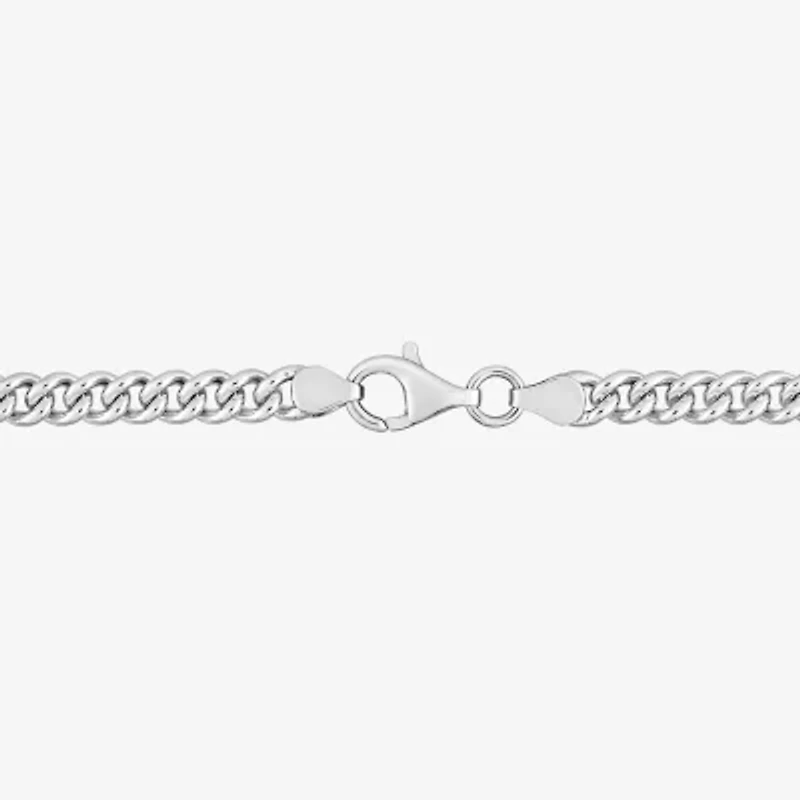 Womens Sterling Silver 7.5 Inch Solid Curb Chain Bracelet