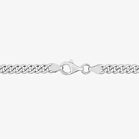 Womens Sterling Silver 7.5 Inch Solid Curb Chain Bracelet