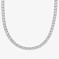 Womens White Sapphire Sterling Silver 17 Inch Tennis Necklace
