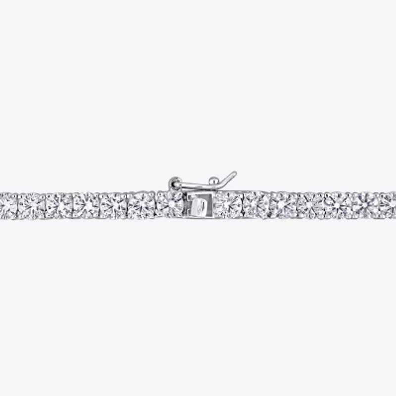 Womens White Sapphire Sterling Silver 17 Inch Tennis Necklace