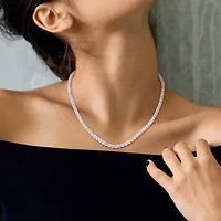 Womens White Sapphire Sterling Silver 17 Inch Tennis Necklace