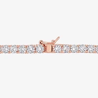 Womens White Sapphire 18K Rose Gold Over Silver 17 Inch Tennis Necklace
