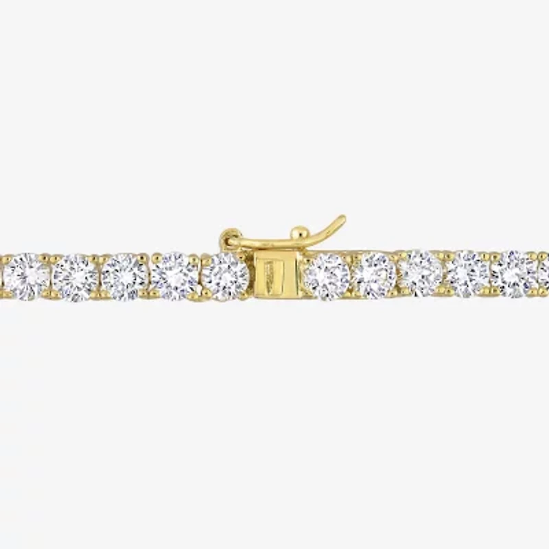 Womens White Sapphire 18K Gold Over Silver 17 Inch Tennis Necklace