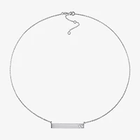 Womens Genuine White Sapphire Sterling Silver Bar 17 Inch Pendant Necklace