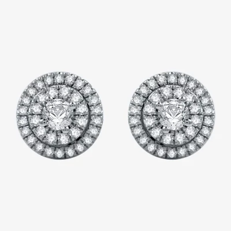 Ever Star (H-I / I1) 1 CT. T.W. Lab Grown White Diamond 10K White Gold 10.8mm Round Stud Earrings
