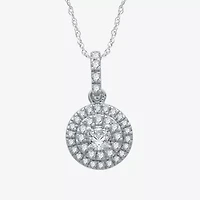 Ever Star (H-I / I1) Womens 1/4 CT. T.W. Lab Grown White Diamond 10K White Gold Round 18 Inch Pendant Necklace