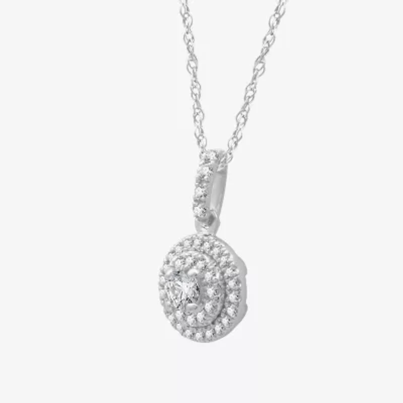Ever Star (H-I / I1) Womens 1/4 CT. T.W. Lab Grown White Diamond 10K White Gold Round 18 Inch Pendant Necklace