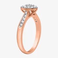 I Said Yes (H-I / I1) Womens 3/8 CT. T.W. Lab Grown White Diamond 14K Rose Gold Over Silver Side Stone Halo Bridal Set