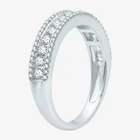 (H-I / I1) Womens 2 CT. T.W. Lab Grown White Diamond 10K Gold Round Side Stone Halo Bridal Set