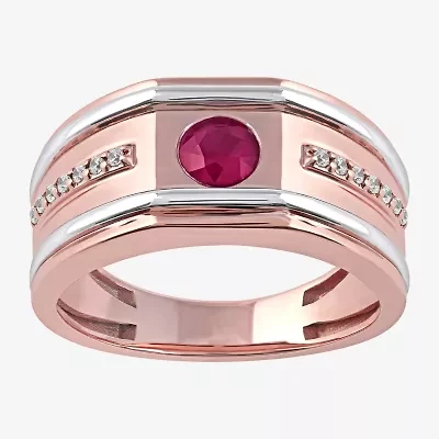 Mens Gemstone & 1/8 CT. T.W. Genuine Diamond 10K Gold Fashion Ring