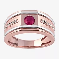 Mens Gemstone & 1/8 CT. T.W. Genuine Diamond 10K Gold Fashion Ring