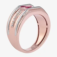 Mens Gemstone & 1/8 CT. T.W. Genuine Diamond 10K Gold Fashion Ring