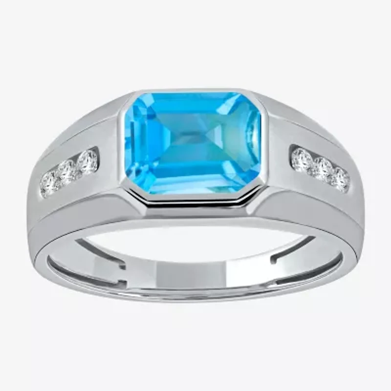 Mens Gemstone Sterling Silver Fashion Ring