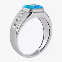Mens Gemstone Sterling Silver Fashion Ring