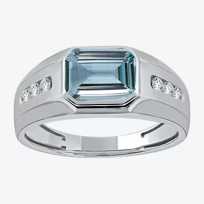 Mens Gemstone Sterling Silver Fashion Ring