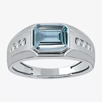 Mens Gemstone Sterling Silver Fashion Ring