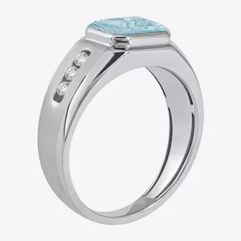 Mens Gemstone Sterling Silver Fashion Ring