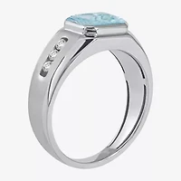 Mens Gemstone Sterling Silver Fashion Ring
