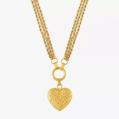 Womens 10K Gold Heart 17 Inch Pendant Necklace