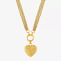 Womens 10K Gold Heart 17 Inch Pendant Necklace