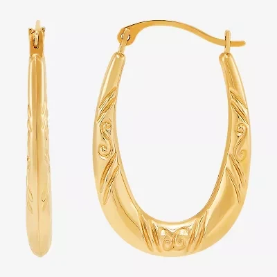Womens 14K Gold 15.8mm Round Hoop Earrings