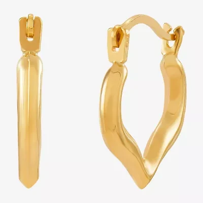 Womens 14K Gold 12.8mm Heart Hoop Earrings