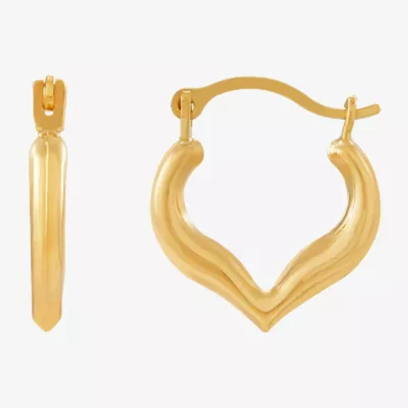 Womens 14K Gold 12.8mm Heart Hoop Earrings