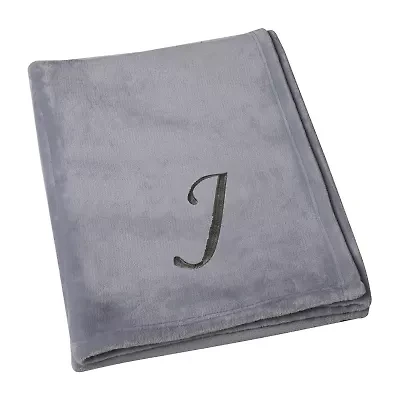 Swift Home Ultra Soft Embroidered Monogram Blanket 50"X60" Washable Midweight Throw