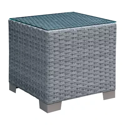 Zurcher Glass Top Weather Resistant Side Table