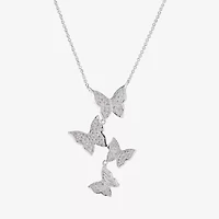 Sparkle Allure Womens Cubic Zirconia Pure Silver Over Brass Butterfly 16 Inch Pendant Necklace