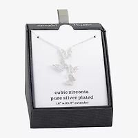Sparkle Allure Womens Cubic Zirconia Pure Silver Over Brass Butterfly 16 Inch Pendant Necklace