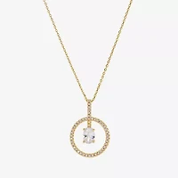 Sparkle Allure Womens Cubic Zirconia 14K Gold Over Brass Round 16 Inch Pendant Necklace