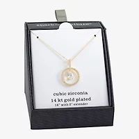 Sparkle Allure Womens Cubic Zirconia 14K Gold Over Brass Round 16 Inch Pendant Necklace