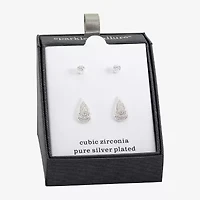 Sparkle Allure Womens Cubic Zirconia 2 Pair Earring Set