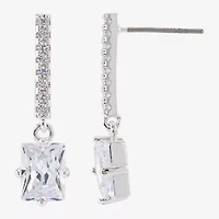 Sparkle Allure Womens Cubic Zirconia Pure Silver Over Brass Bar Drop Earrings