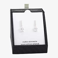 Sparkle Allure Womens Cubic Zirconia Pure Silver Over Brass Bar Drop Earrings