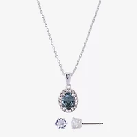 Sparkle Allure Womens 3 1/2 CT. Blue Crystal Pure Silver Over Brass Oval 2-pc. Jewelry Set