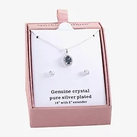 Sparkle Allure Womens 3 1/2 CT. Blue Crystal Pure Silver Over Brass Oval 2-pc. Jewelry Set