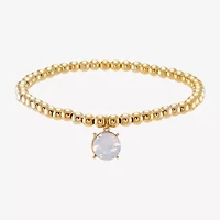 Sparkle Allure Stretch Womens White Crystal 14K Gold Over Brass Round Beaded Bracelet