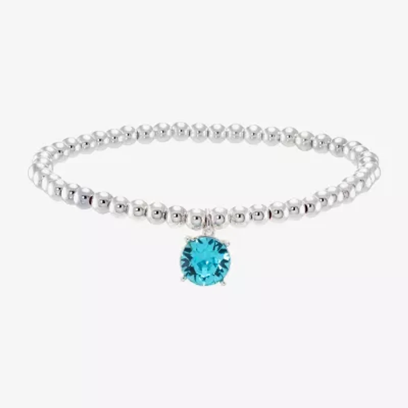 Sparkle Allure Stretch Womens Blue Crystal Round Beaded Bracelet