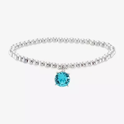 Sparkle Allure Stretch Womens Blue Crystal Round Beaded Bracelet