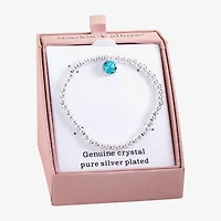 Sparkle Allure Stretch Womens Blue Crystal Round Beaded Bracelet