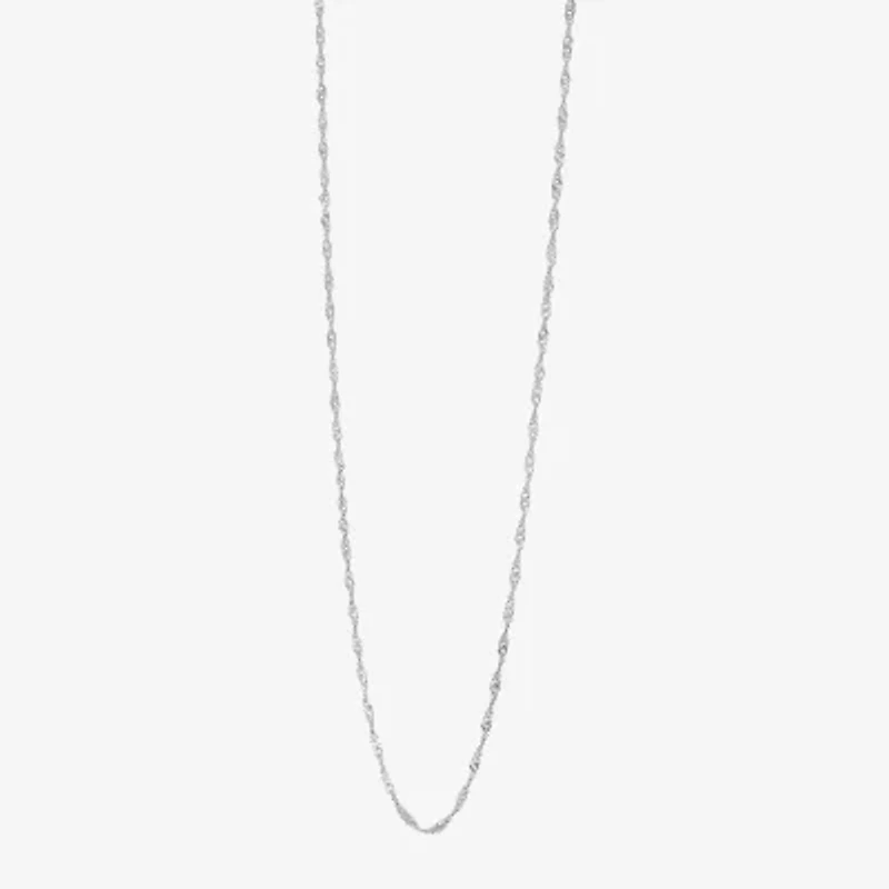 14K White Gold 20" Sparkle Singapore Chain Necklace