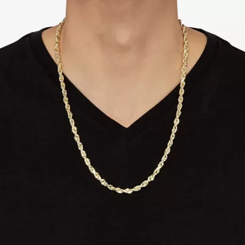Unisex Adult 10K Gold 24 Inch Rope Chain Necklace