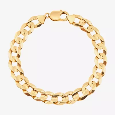 Mens 10K Yellow Gold 9" Curb Bracelet