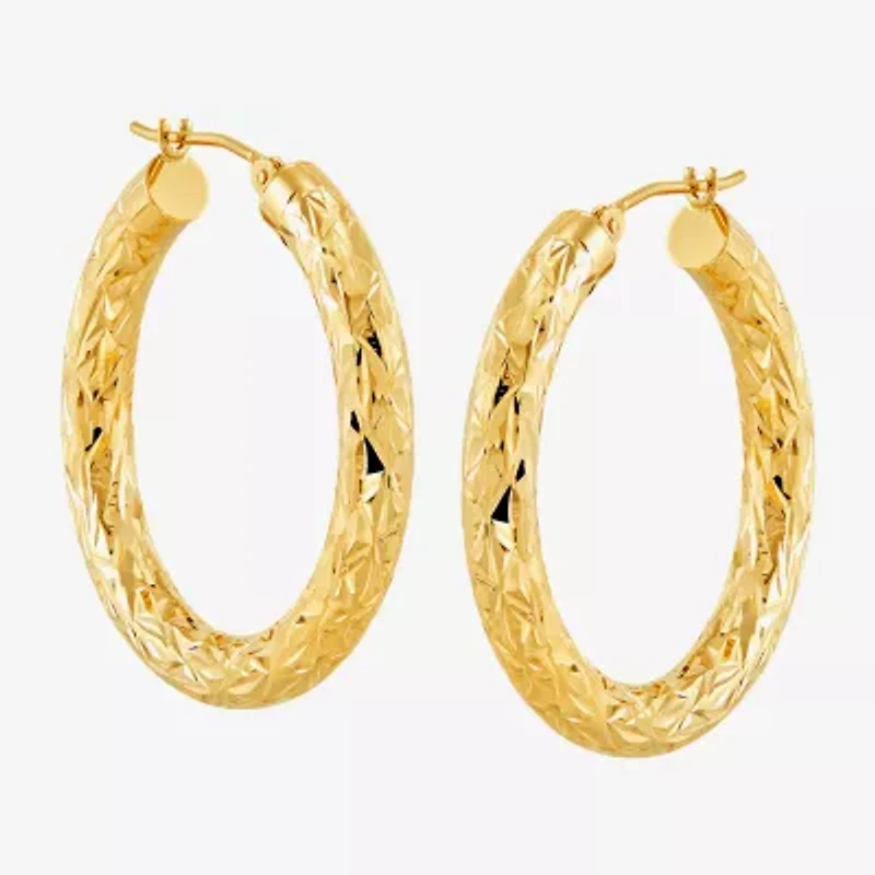14K Yellow Gold Crystal-Cut Hoop Earrings