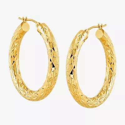 14K Yellow Gold Crystal-Cut Hoop Earrings