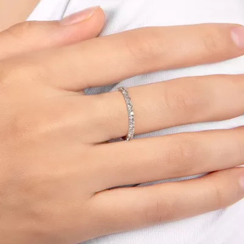 Womens 21.5MM Cubic Zirconia Sterling Silver Band