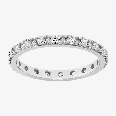 Womens 21.5MM Cubic Zirconia Sterling Silver Band